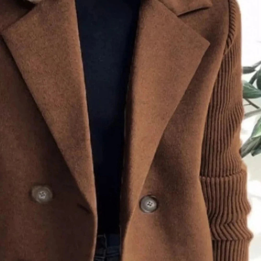Lined Double-Breasted Knit Sleeve Outerwear