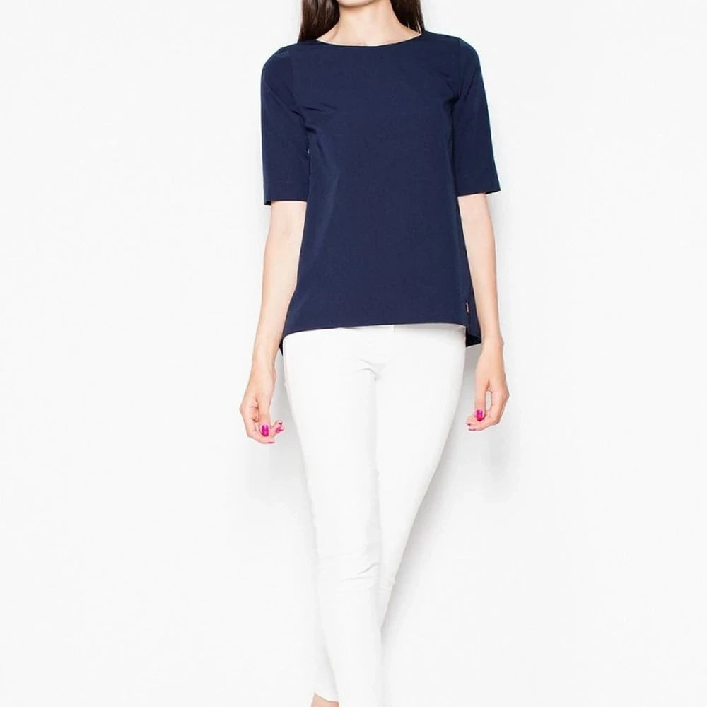 Short Sleeve Cut-Out Back Blouse
