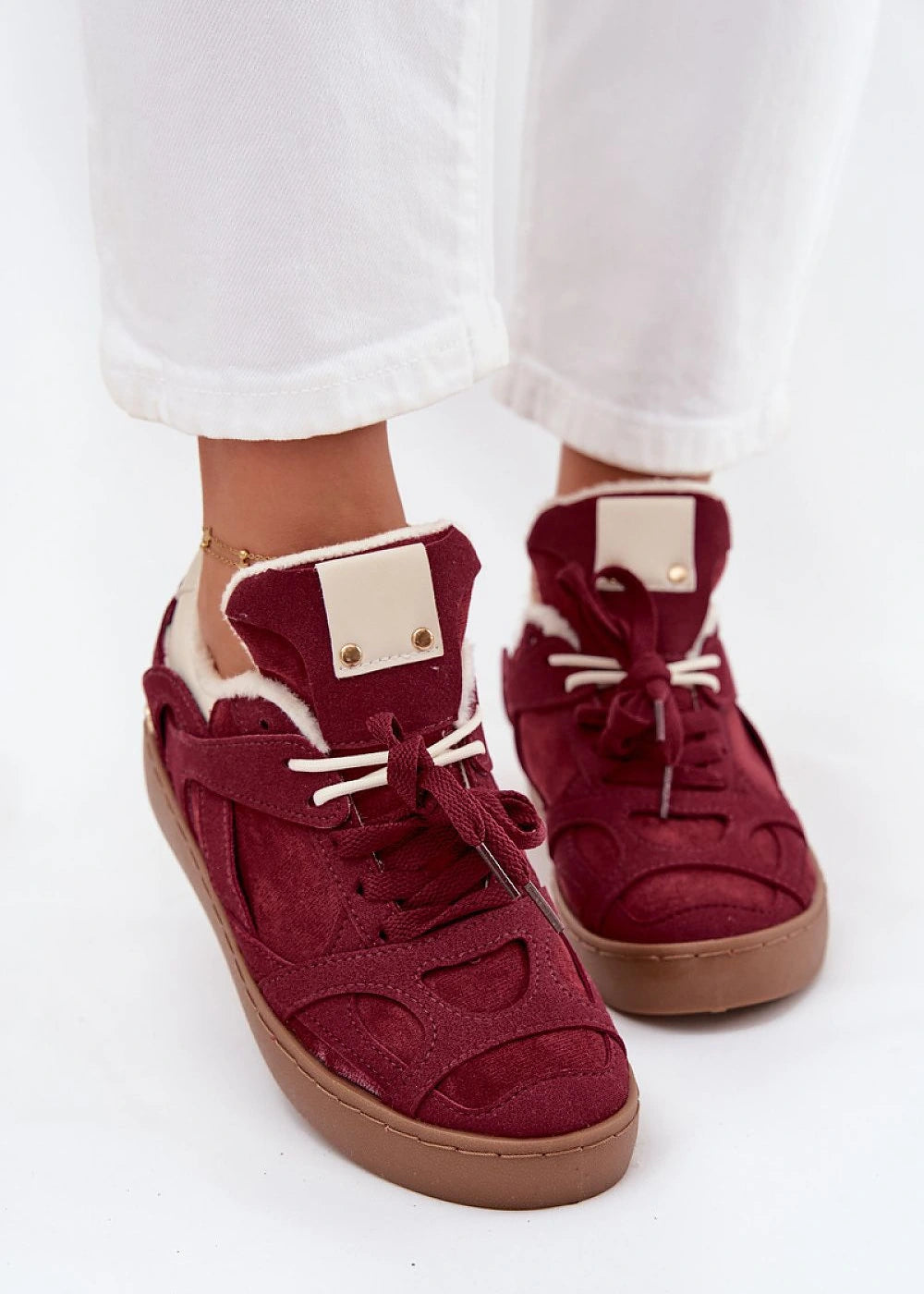 Eco suede fur lined sports shoes