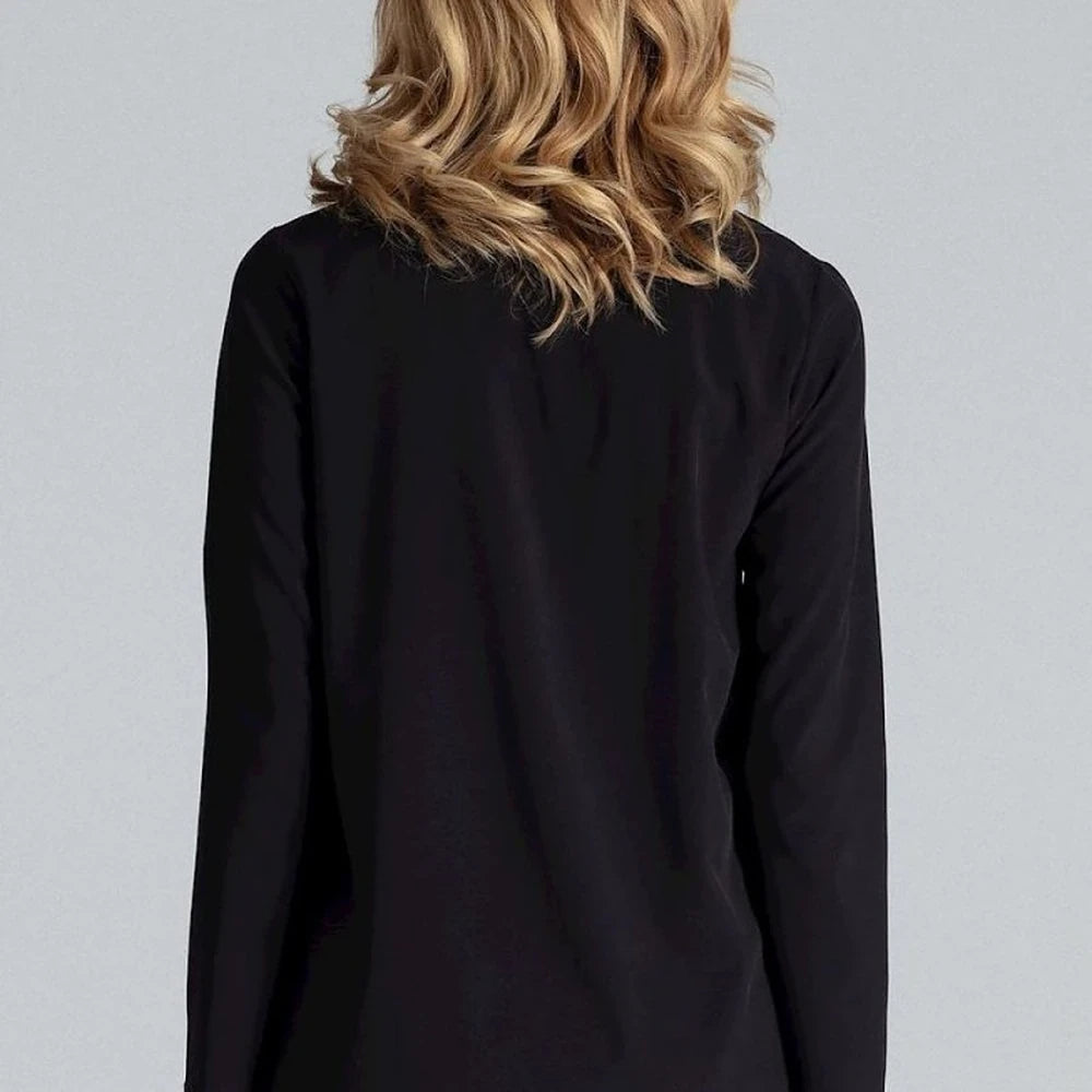 Long Sleeve Blouse with Stand-Up Collar