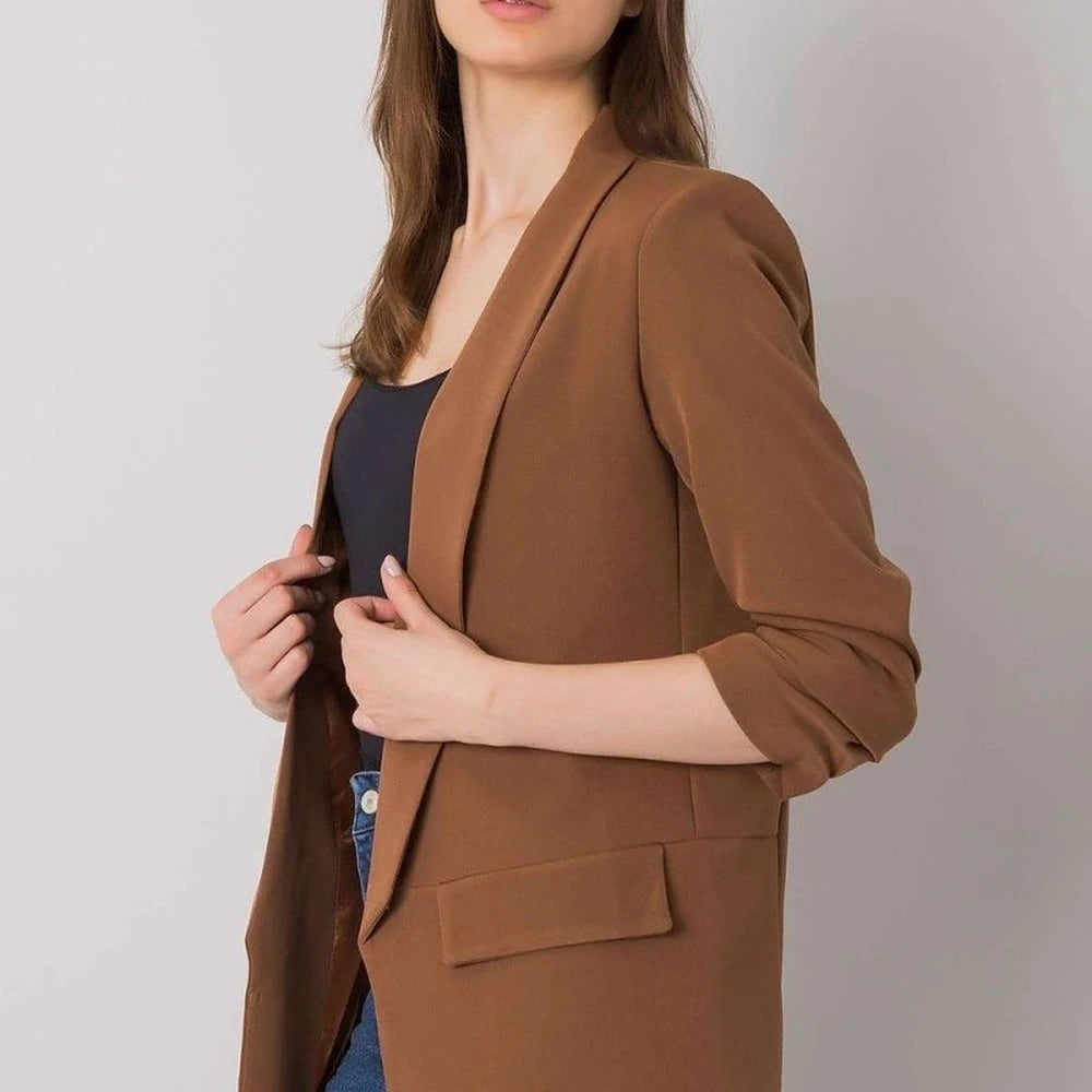 3/4 Sleeve Unbuttoned Jacket with Lining