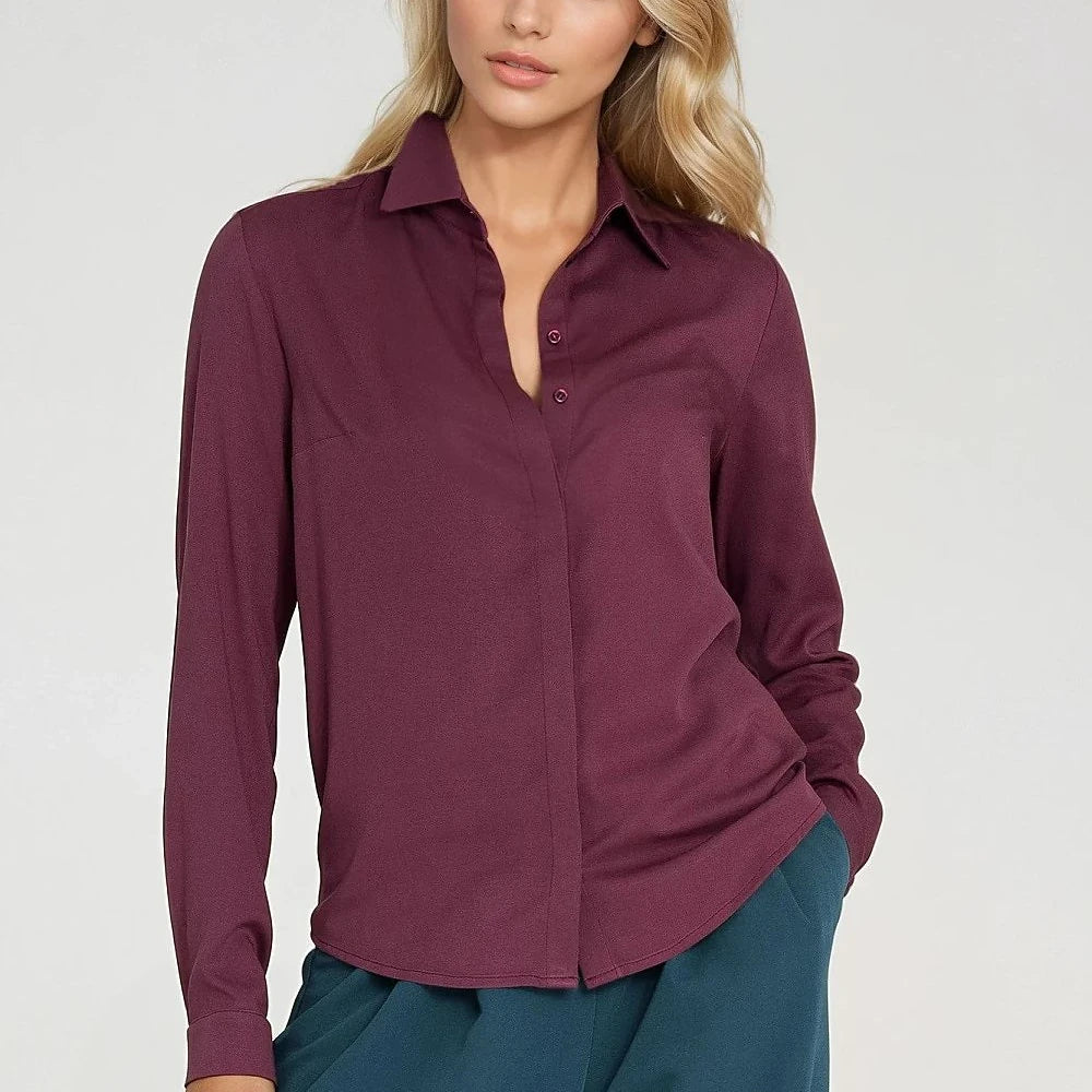 Viscose Long Sleeve Shirt with Collar