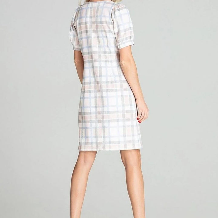 Blue Checkered Midi Dress