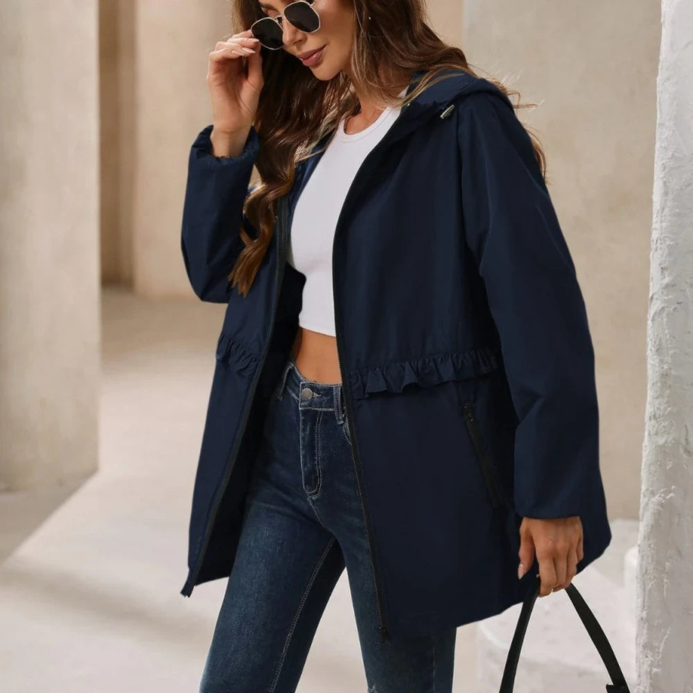Waterproof Hooded Long Sleeve Windbreaker Jacket