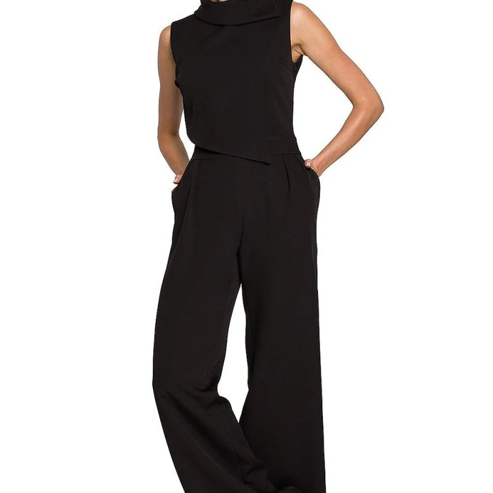 Elegant Wide-Leg Jumpsuit with Collar Detail