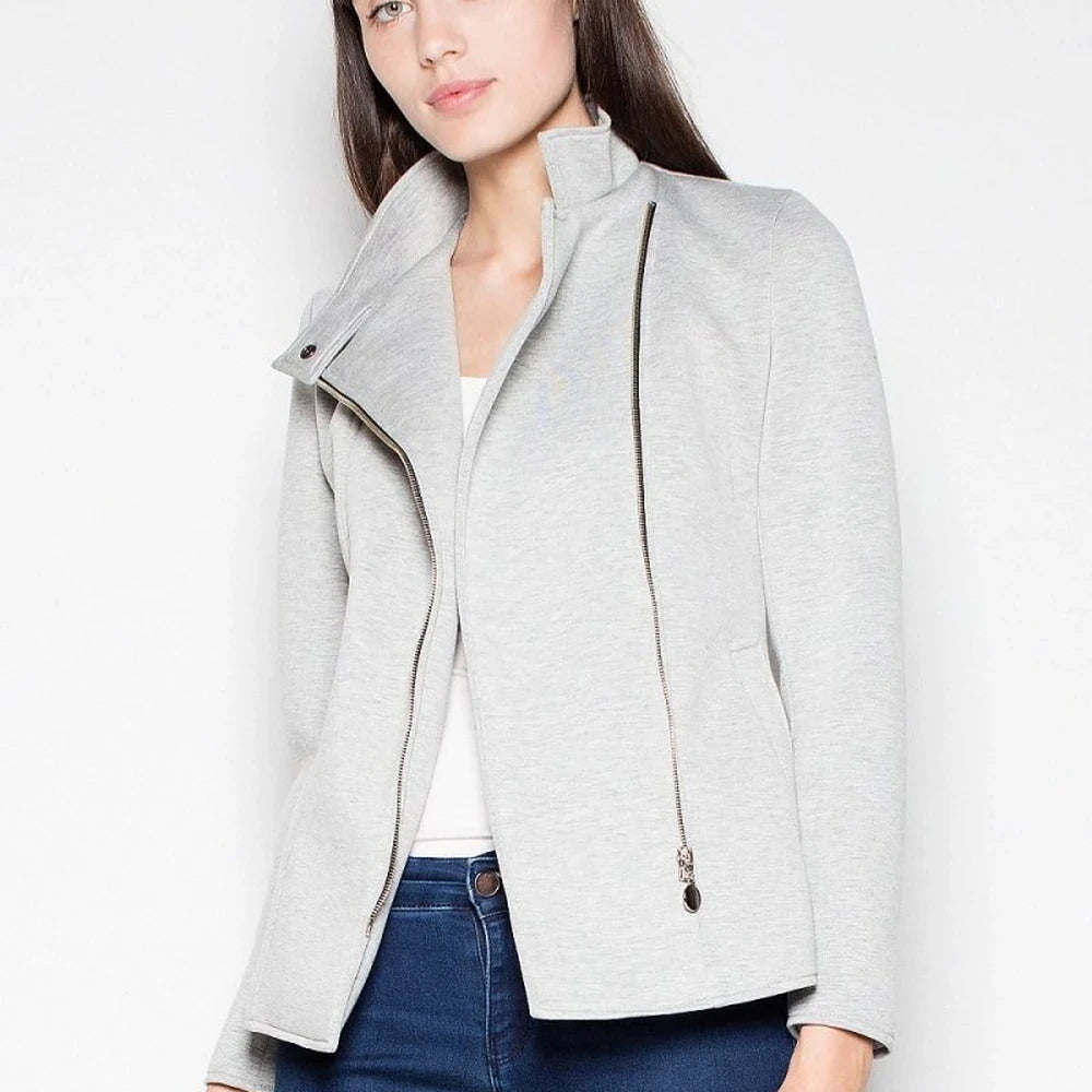 Women's Grey Ramoneska Jacket with Pockets