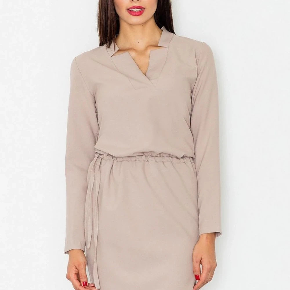 Green Long Sleeve Dress with Waist Tie