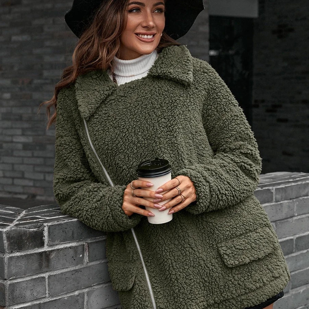 Collared Zip-Up Teddy Jacket