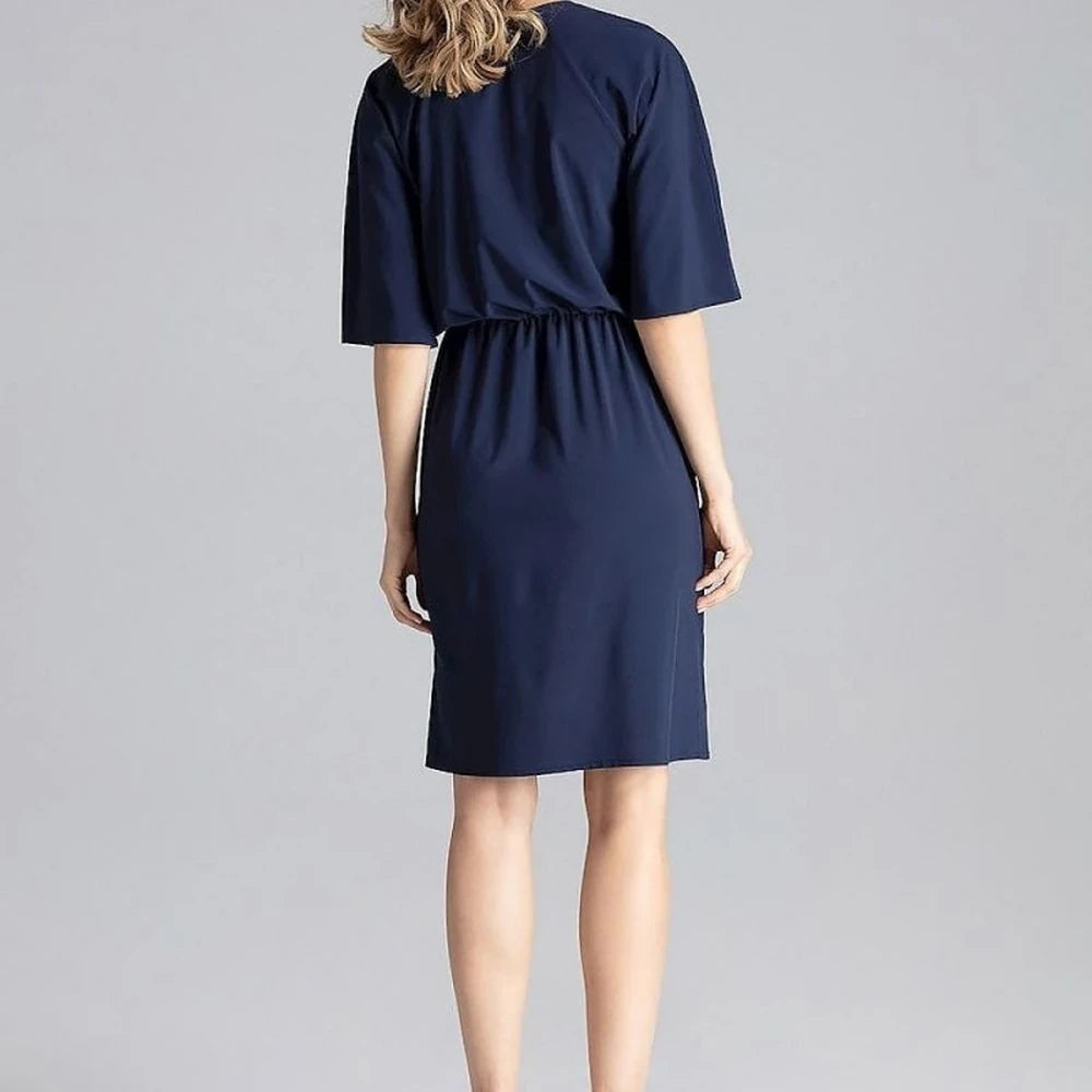 Yellow Knee-Length Dress with Elastic Waist