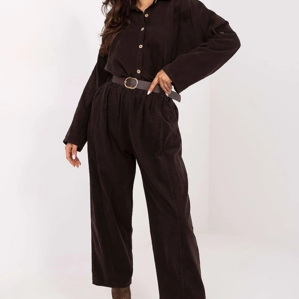 Corduroy Long Sleeve Shirt with Collar