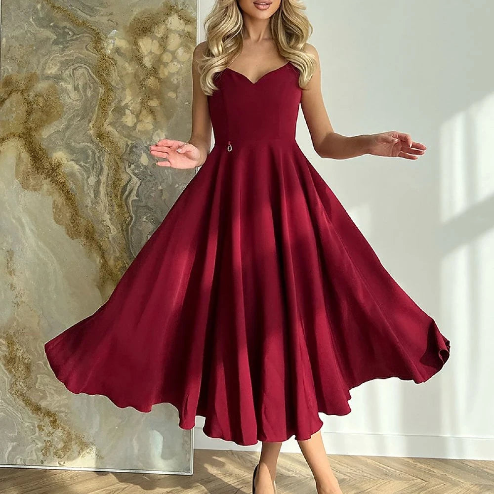 Midi Strap Dress with Zipper