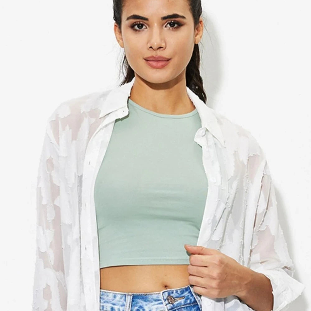 Cropped Round Neck Tank Top