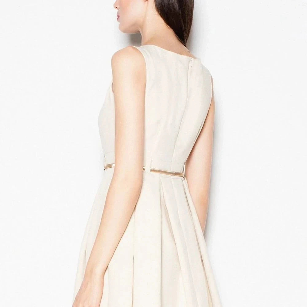 Blue Cocktail Dress with Pleats and Belt