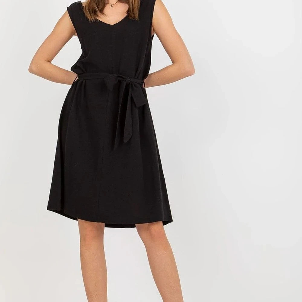 Beige V-Neck Sleeveless Summer Dress