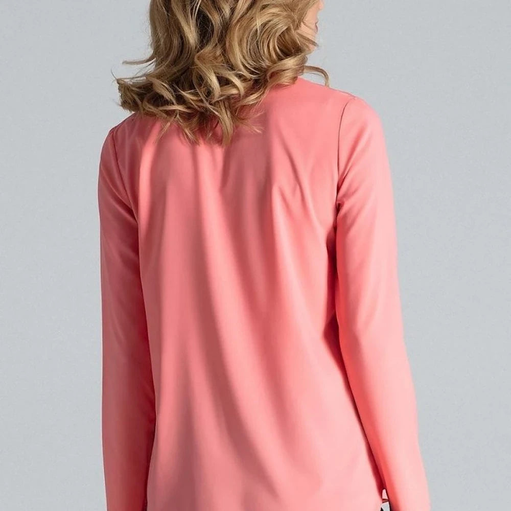 Long Sleeve Blouse with Stand-Up Collar