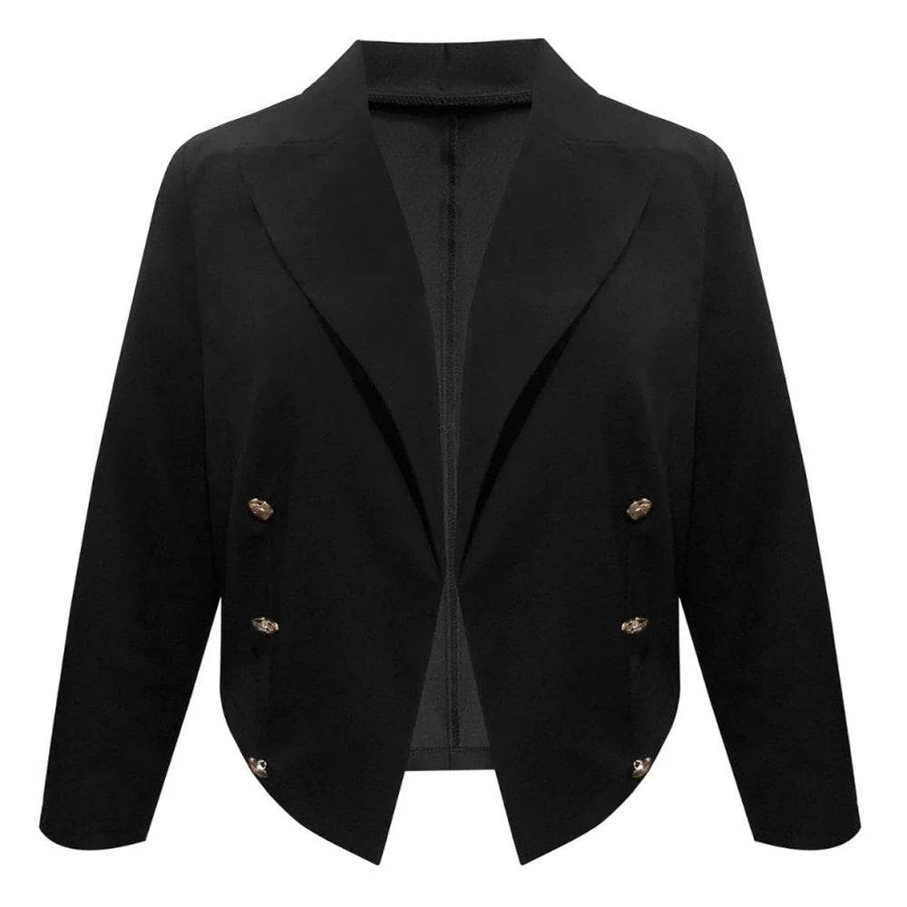 Plus Size Lapel Collar Long Sleeve Blazer