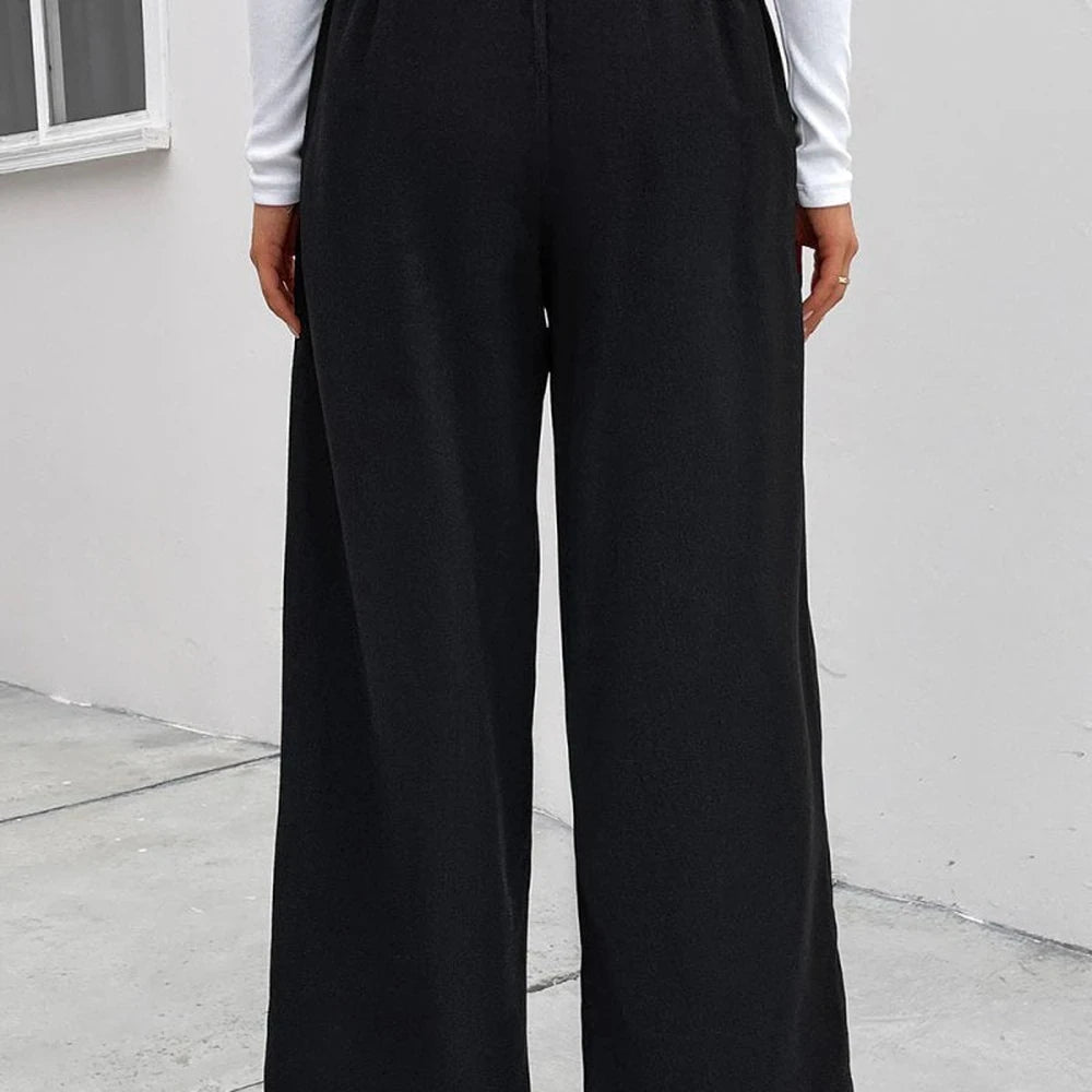 High Waist Wide Leg Pants with Pockets