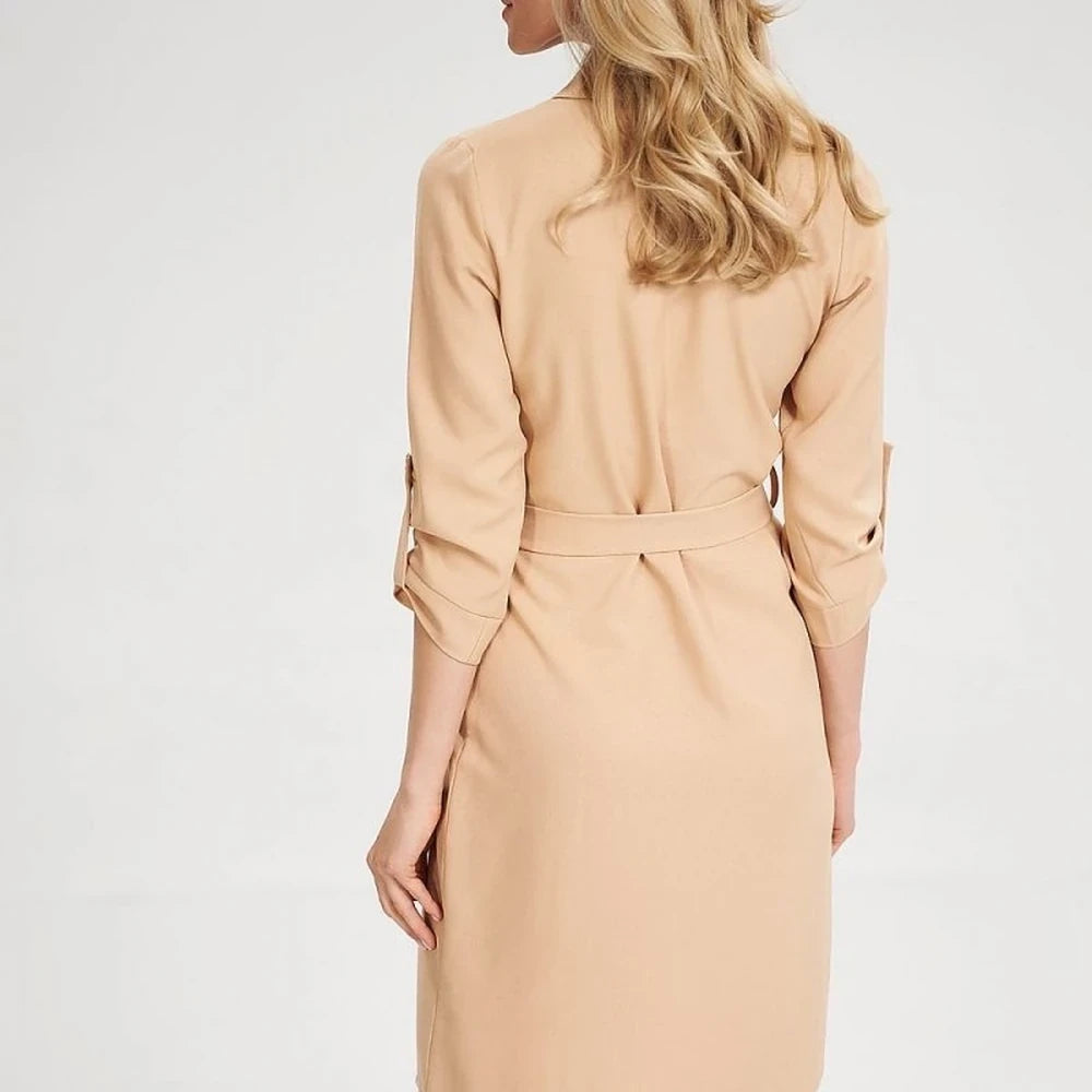 Women's Long Sleeve Shirt Dress with Belt