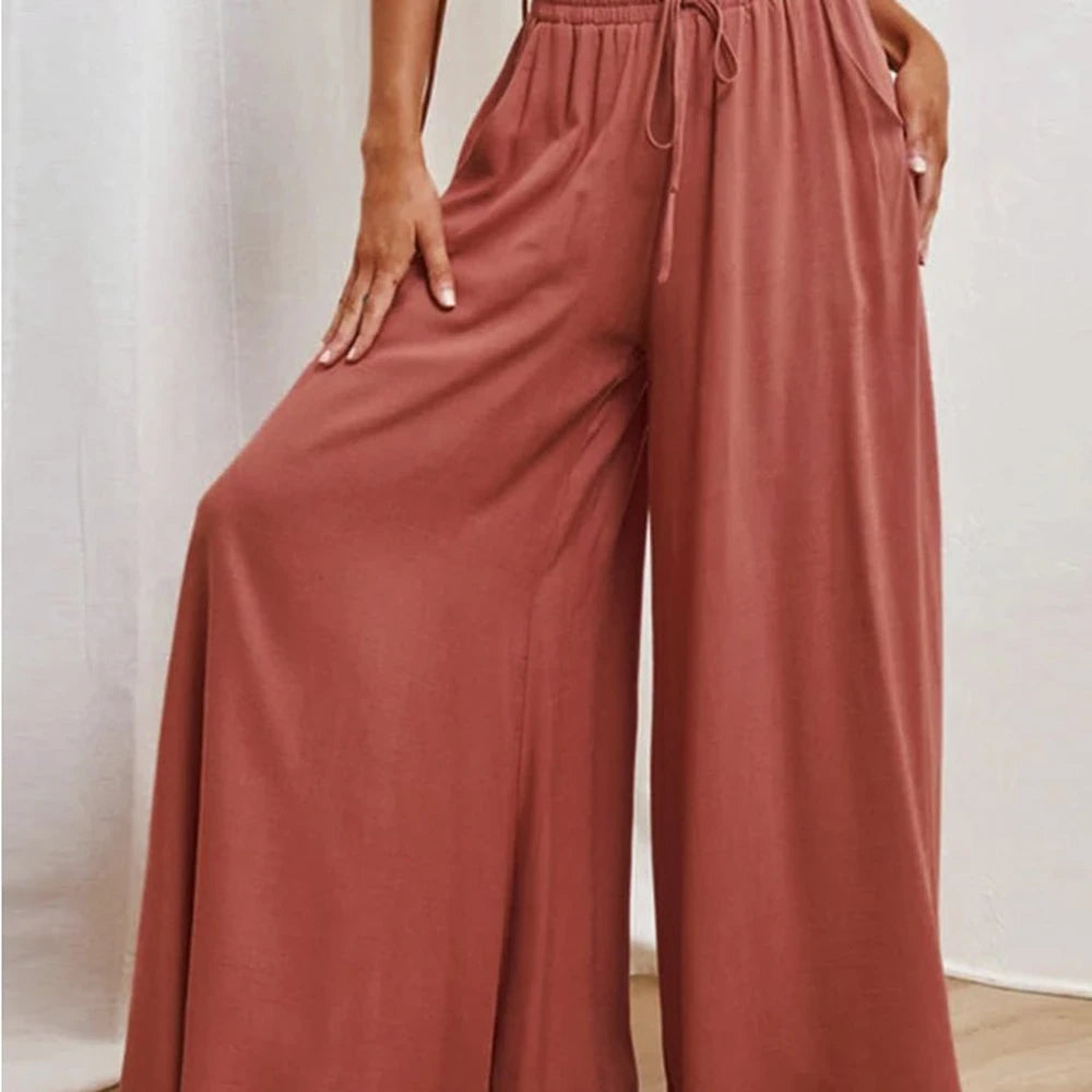 Wide Leg Drawstring Waist Pants