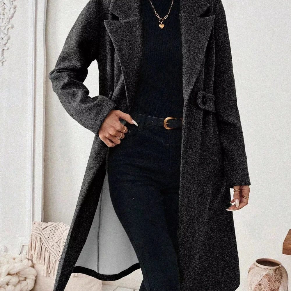 One Button Wool Blend Overcoat