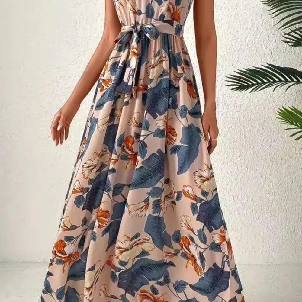 Floral Sleeveless Tie-Front Dress