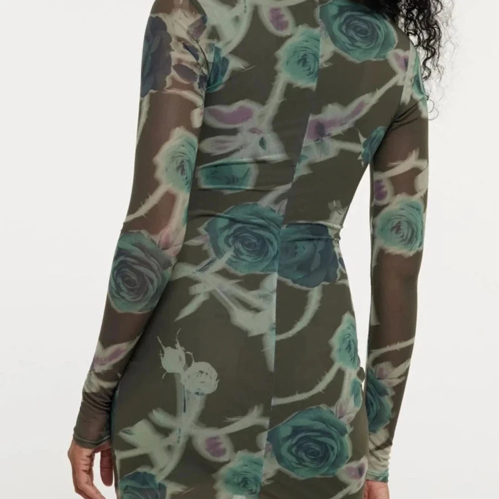 Long Sleeve Bodycon Dress with Keyhole Detail