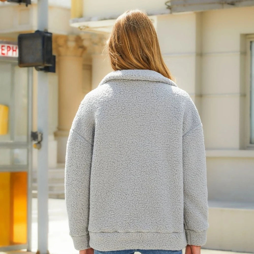 Collared Zip-Up Jacket with Pockets