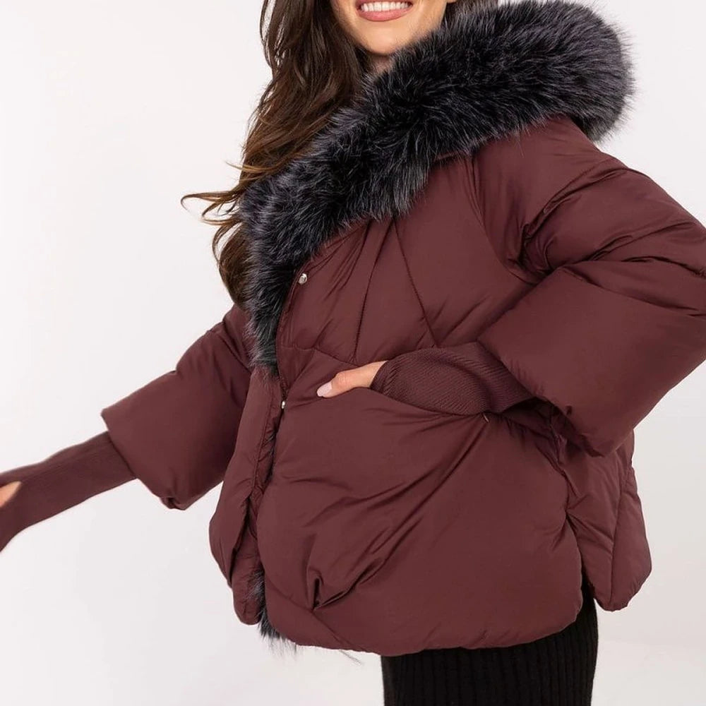 Beige Quilted Hooded Down Jacket
