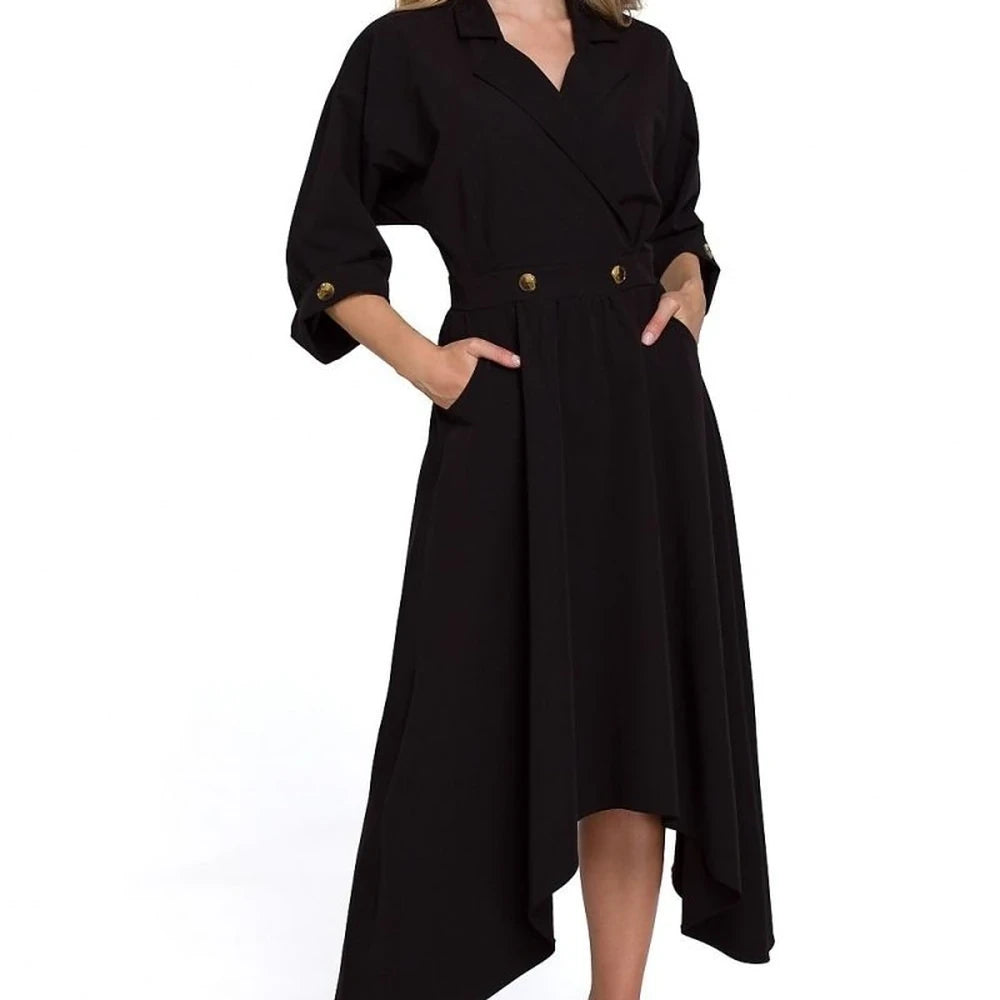 Elegant Day Dress with Asymmetrical Hem