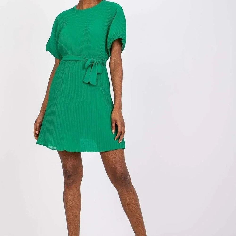 Lined Mini Dress with Tie Belt