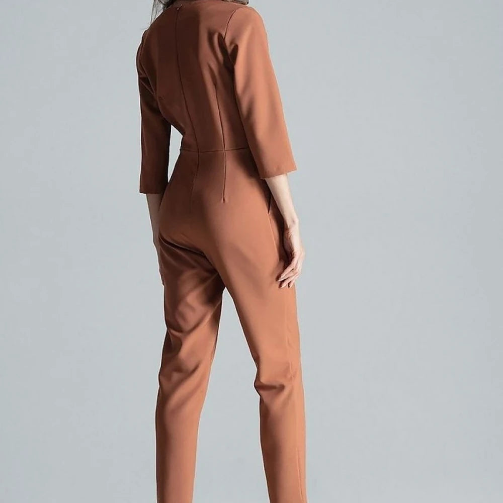 Patterned Jumpsuit with Envelope Neckline