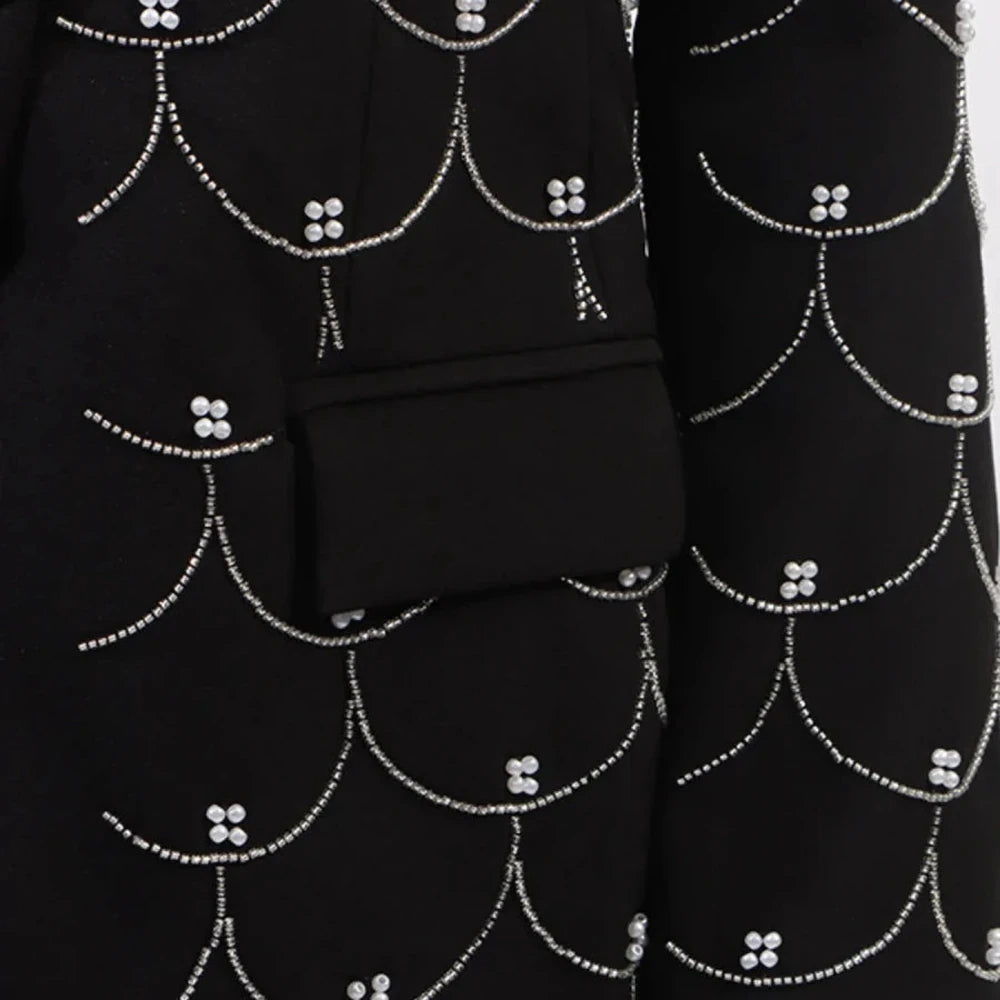 Pearl Detail Long Sleeve Blazer