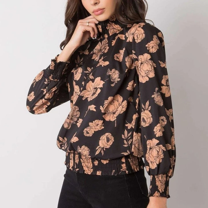 Navy Floral Long Sleeve Blouse
