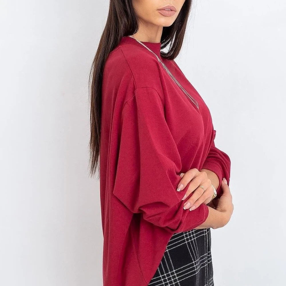 Women's Long Sleeve Stand Collar Sweatshirt
