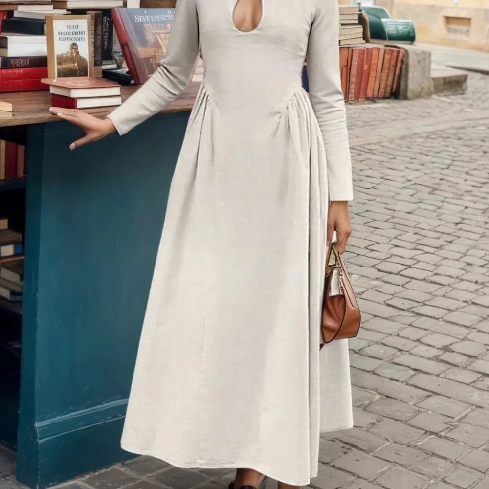 Cutout Long Sleeve A-Line Dress