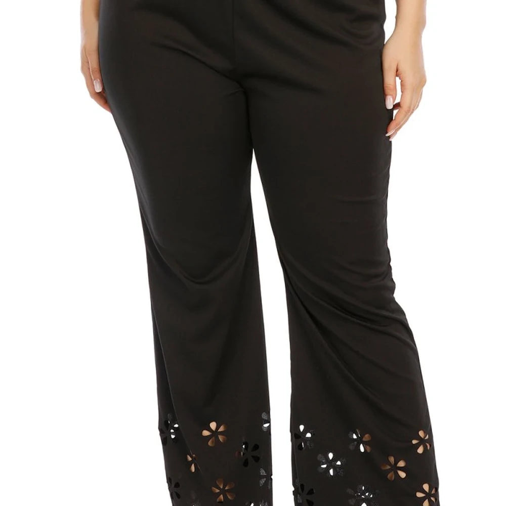 Plus Size Openwork Pants - Polyester Blend