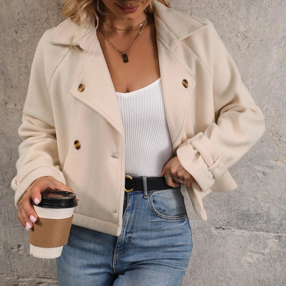 Collared Neck Long Sleeve Jacket