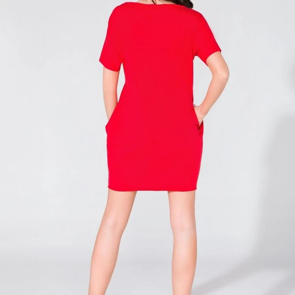 Cotton Blend Wide Cut Dress with Pockets