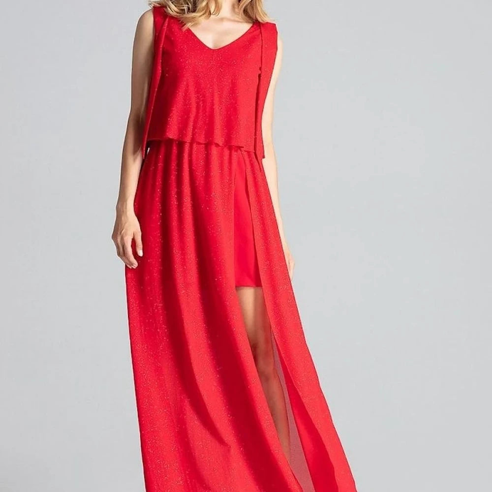 Navy Blue Sleeveless Maxi Dress with Slit