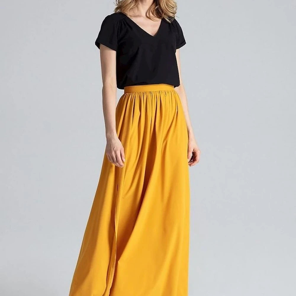 Women's Long Wide Skirt with Side Slits