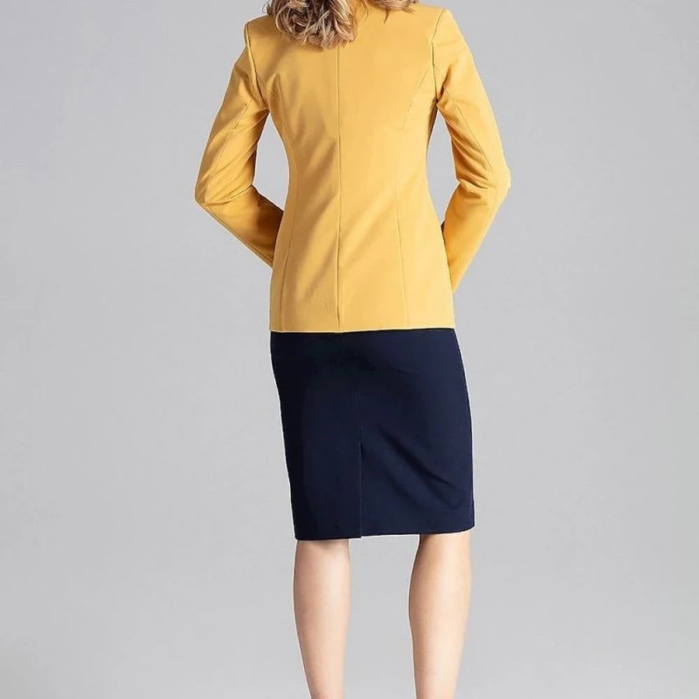 Classic One-Button Jacket with Colorful Lining