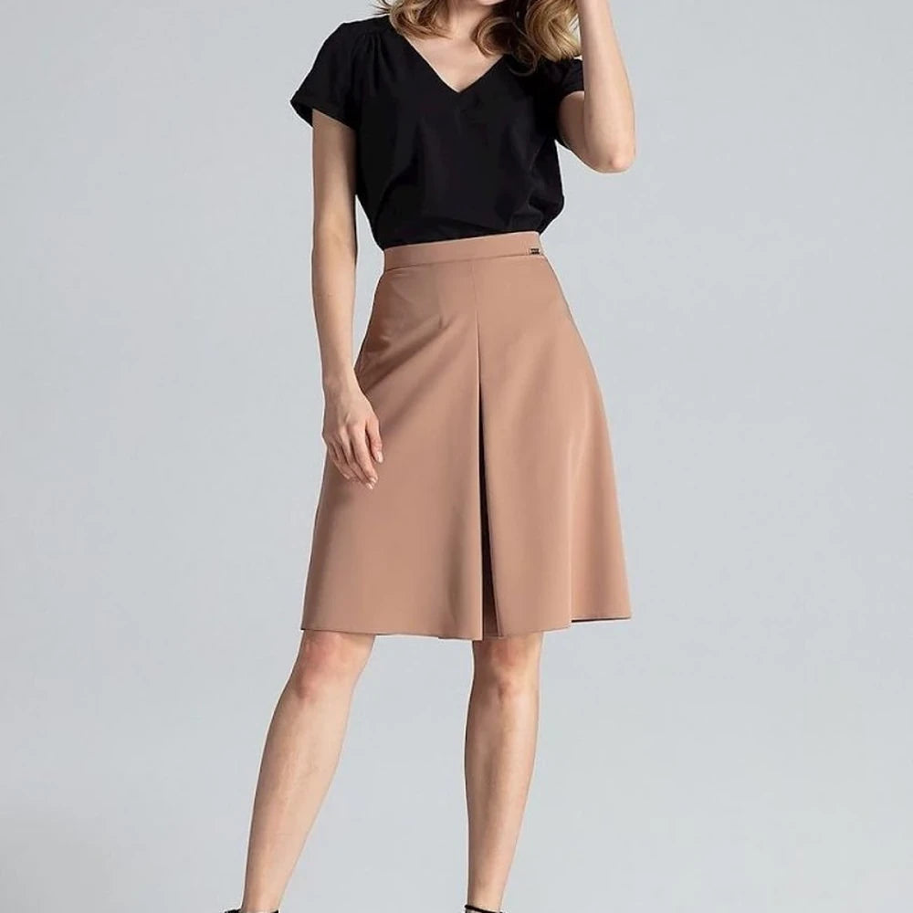 A-Line Midi Skirt with Pleated Details