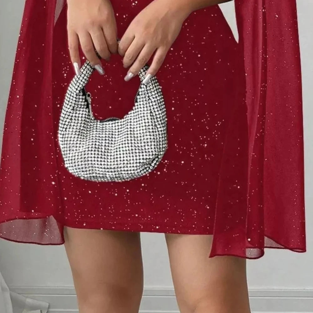 Cutout Bodycon Mini Dress with Cape Sleeves