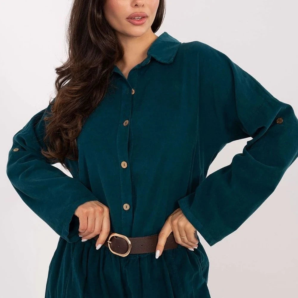 Corduroy Long Sleeve Shirt with Collar