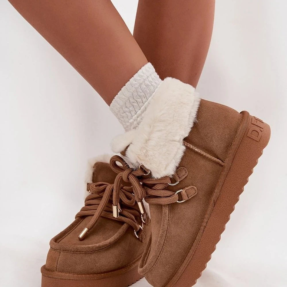 Women's Suede Snow Boots with Fur Lining