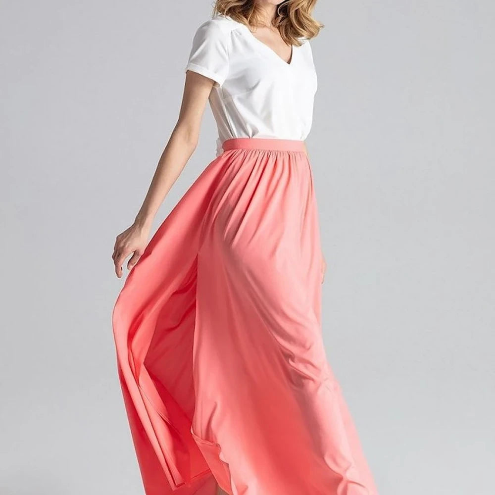 Women's Long Wide Skirt with Side Slits