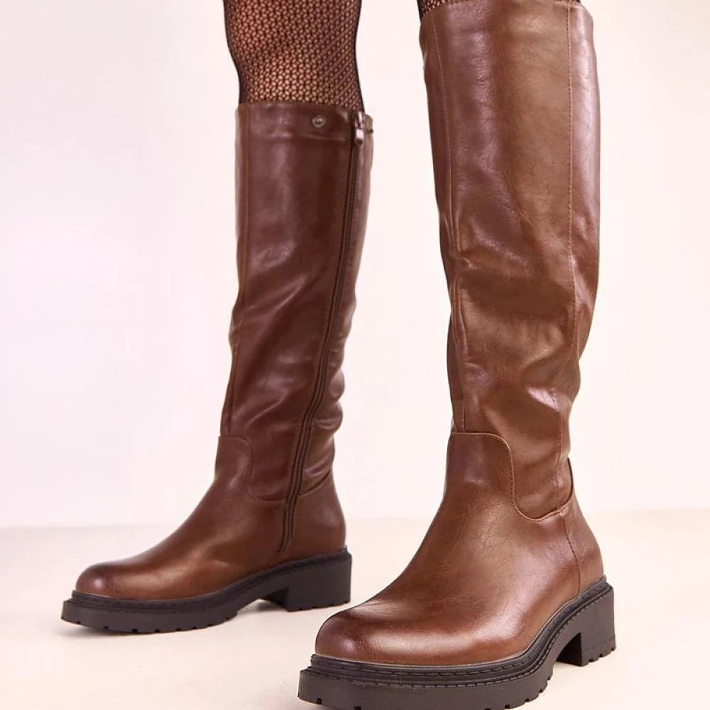Thigh-High Boots with Detachable Layer & Lacing
