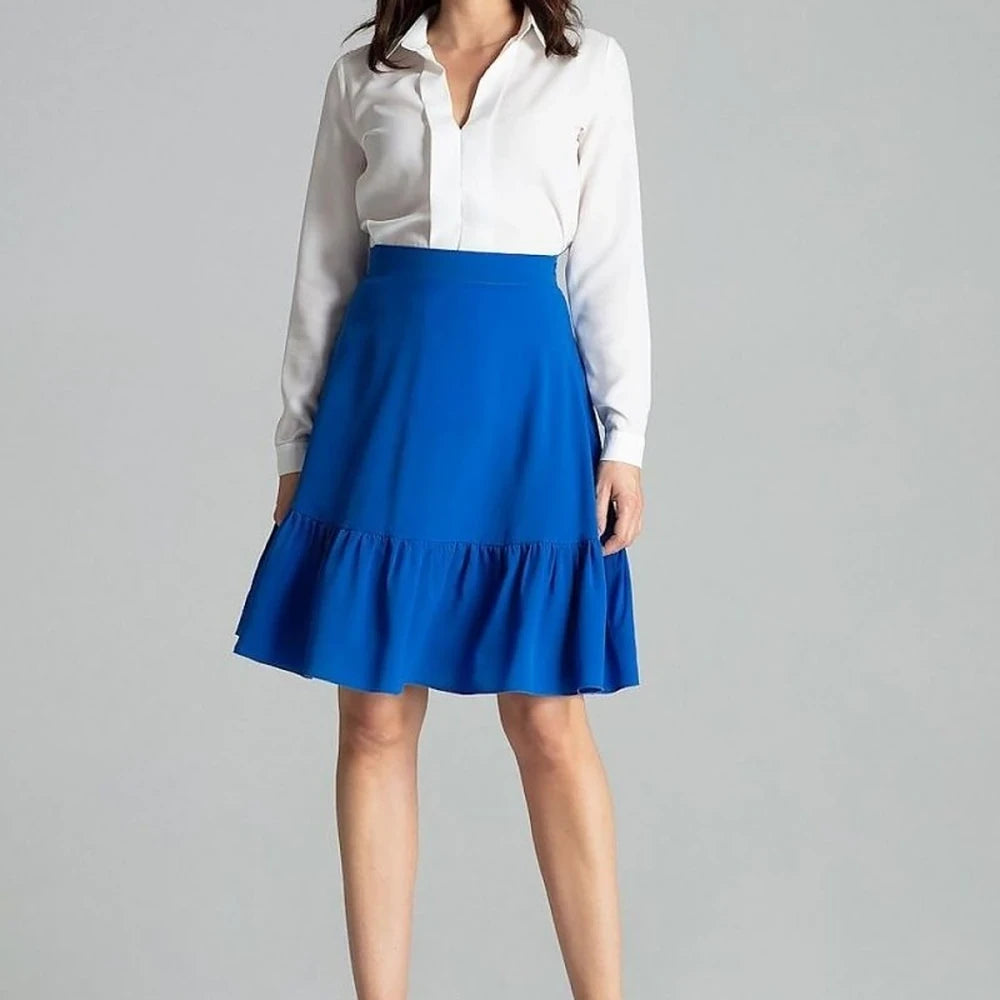 Striped Flared Mini Skirt with Frill