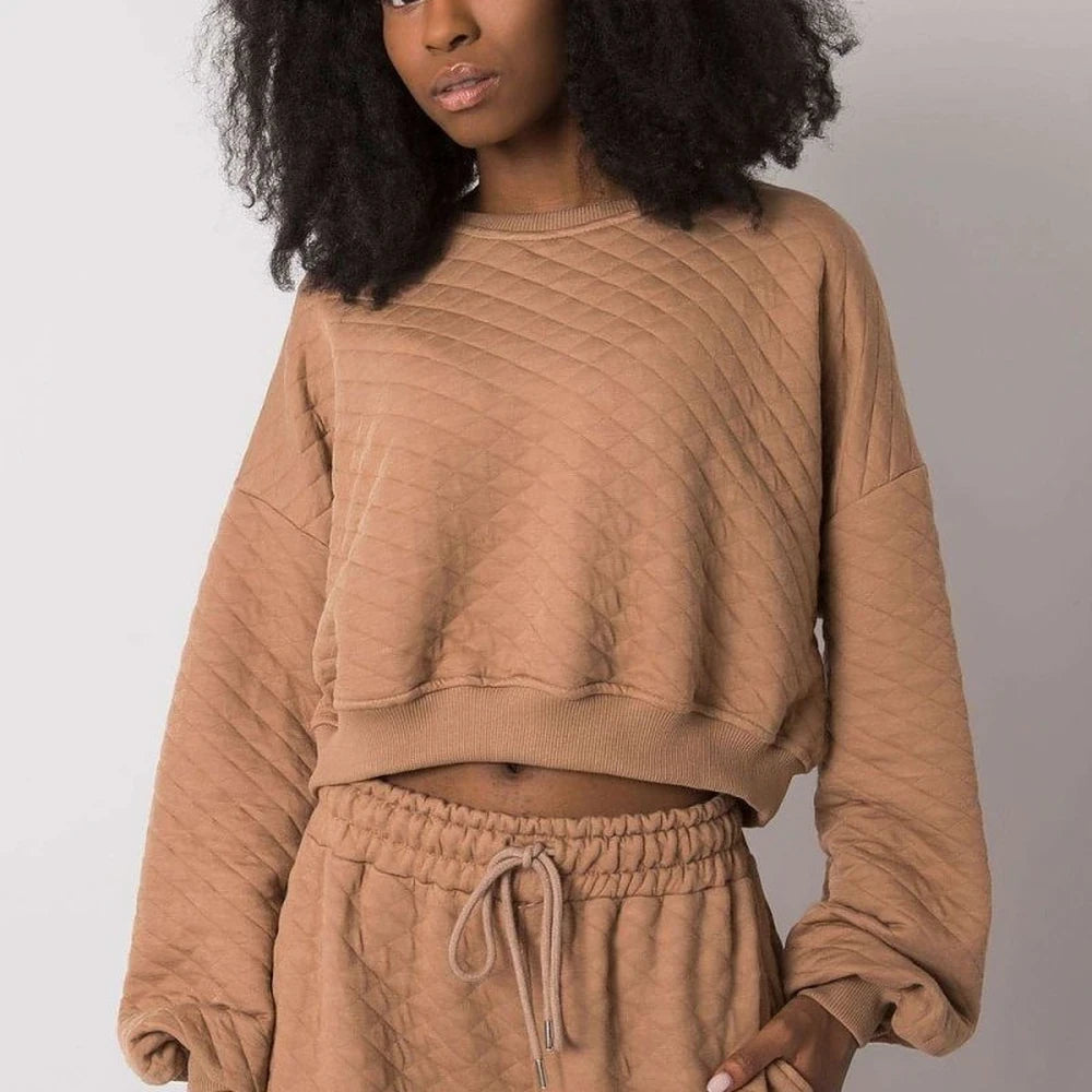Quilted Sweatshirt with Ribbed Hem