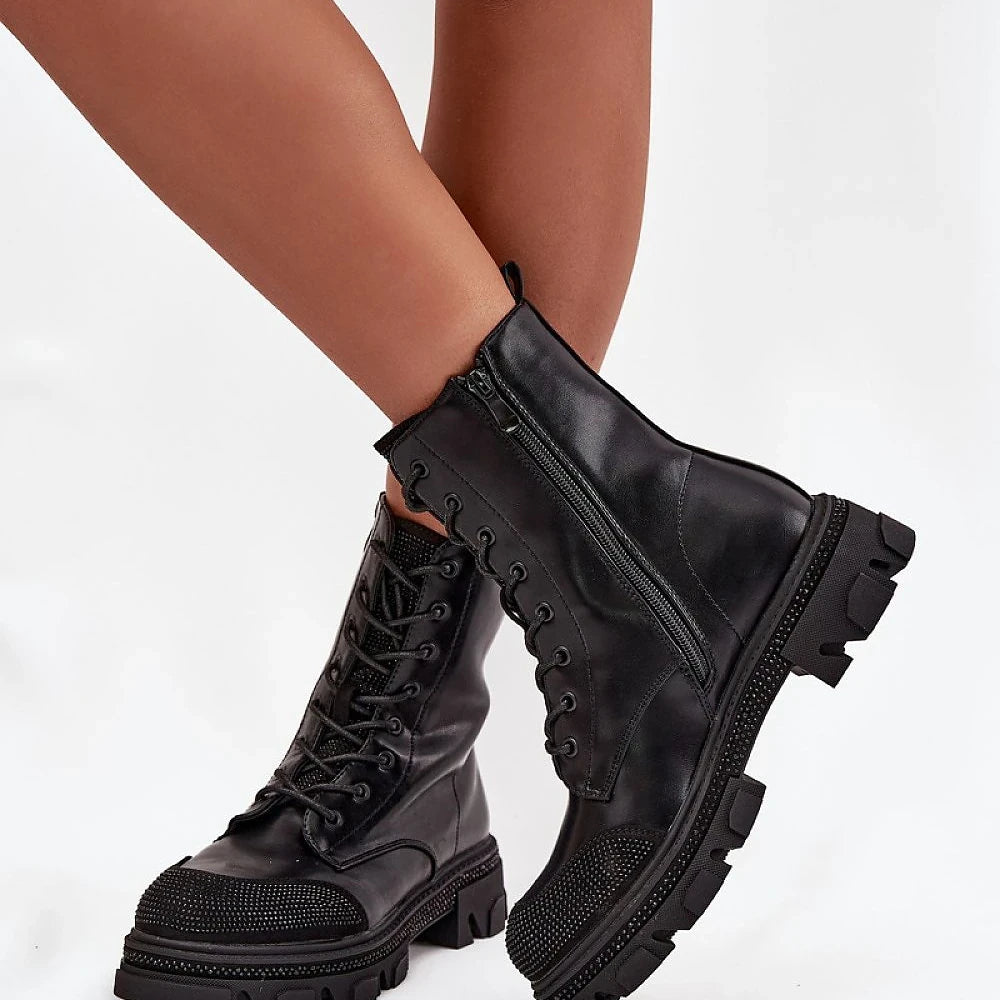 Eco Leather Work Boots with Zipper